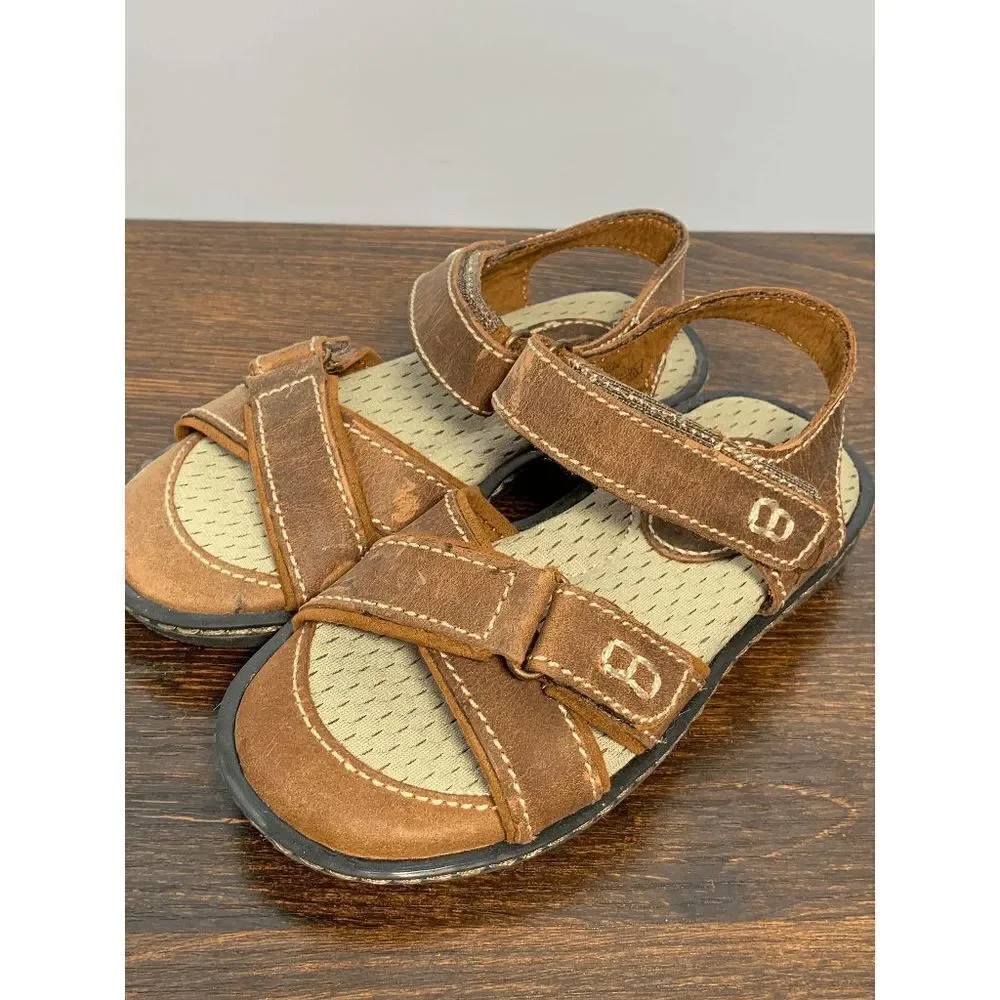 NWT Born Kids Boys Strappy Outdoor Comfort Sandals Hook and Loop Brown US 11